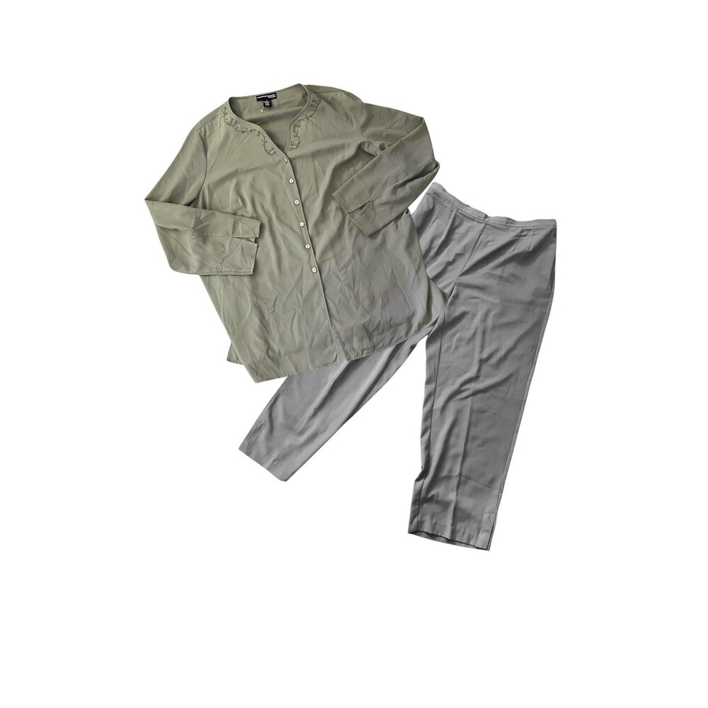 Vintage Y2K Norton McNaughton Relaxed Pant Set Olive Sage 3X 2X